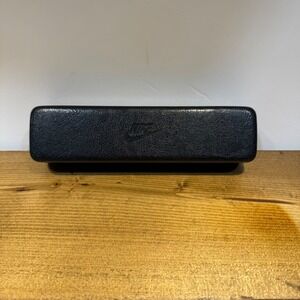 Vintage Nike Black Faux Leather Hard Shell Sunglasses Case with Microfiber Cloth